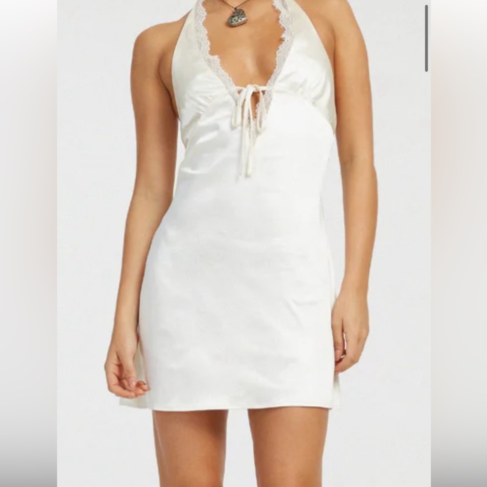 Ivory satin halter dress